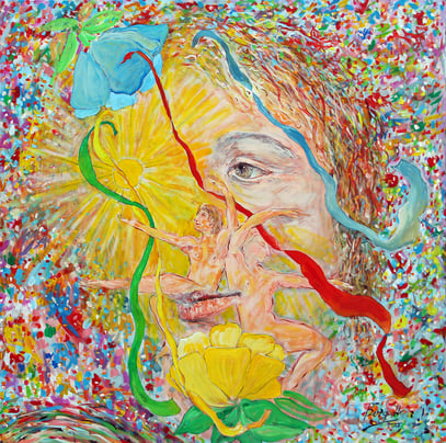 ENLACEMENT, acrylique sur toile 100 x 100 cm, 2022