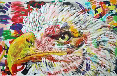 L'AIGLE, acrylique sur toile, 3.35 m x 2.14 m, 2014