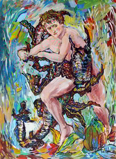 EROS & THANATOS, acrylique sur toile, 70 x 100 cm, 2020 
