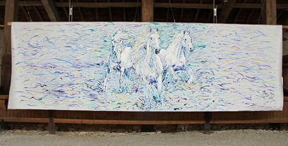 LES CHEVAUX BLANCS, acrylique sur toile, 6.60 m x 2.14 m, 2015