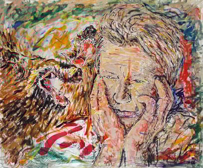 MARIO Y LOS JABALIS, acrylique sur toile, 120 x 100 cm, 2006