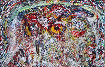 L'HIBOU, acrylique sur toile, 3.30 m x 2.13 m, 2013