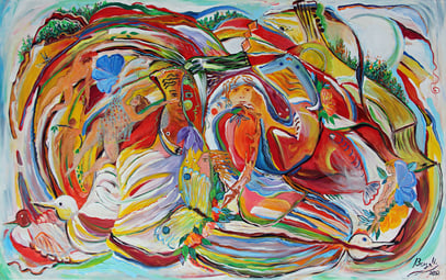 MÉANDRES DE LA VIE, acrylique sur toile, 116 x 73 cm, 2022