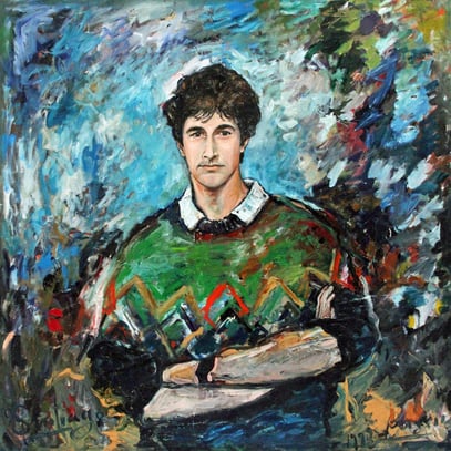 PORTRAIT SANTIAGO DEL CORRAL, huile et acrylique sur toile, 100 x 100 cm, 1995