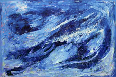 AZUL, acrylique sur support synthétique, 150 x 100 cm, 2020