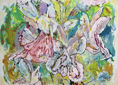 ORCHIS POURPRE, 100 x 73  cm, acrylique  sur toile, 2019