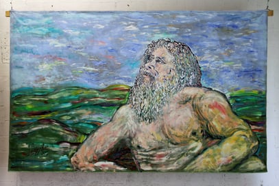 HERCULE ET L'INFINI, acrylique sur toile, 3.40 m x 2.10 m, 2016