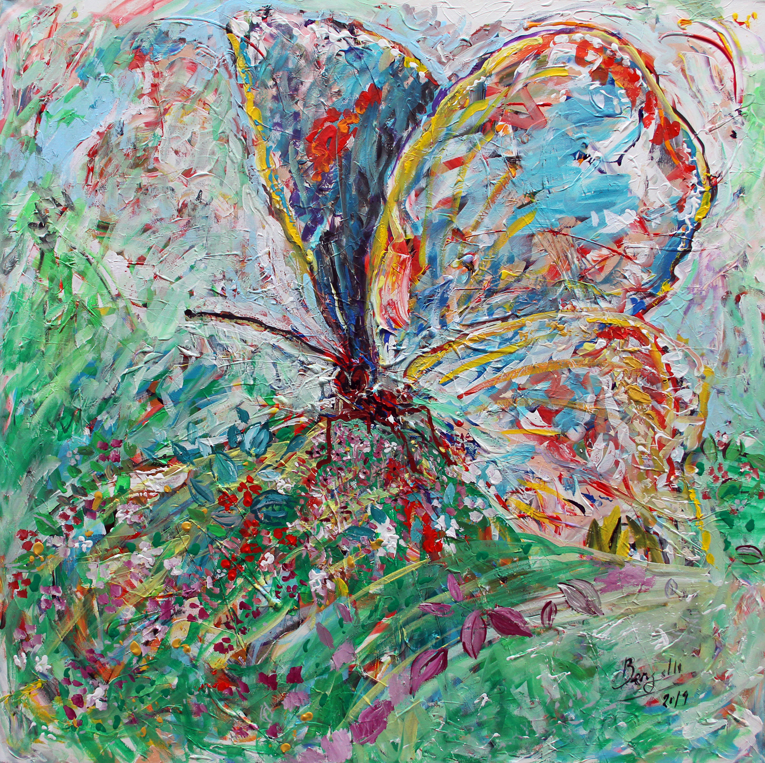 PAPILLON, acrylique sur toile, 100 x 100 cm, 2019