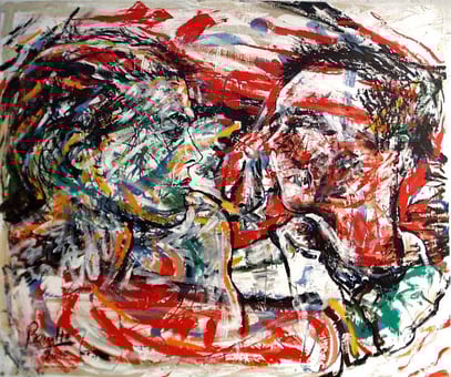 LOS AMIGOS, huile sur toile, 120x 100 cm, 2000