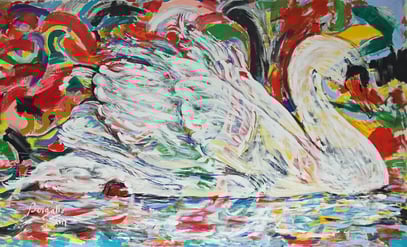 LE CYGNE, acrylique sur toile, 3.55 m x 2.15 m, 2014