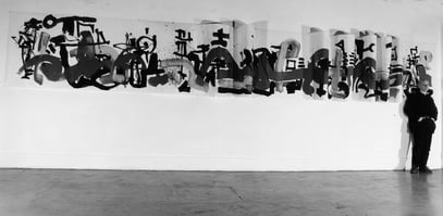 SIGNO, acrylique sous acetat, 11 m x 115 cm, 1990