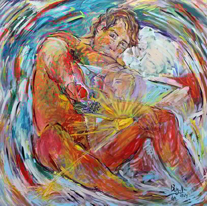 LE TRIANGLE BLEU, acrylique sur toile, 100 x 100 cm, 2024