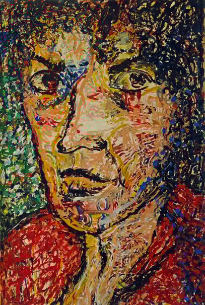 PORTRAIT D'UNE FEMME ÉCRIVAINE, acrylique sur toile, 2.20 m x 3.50 m, 1998