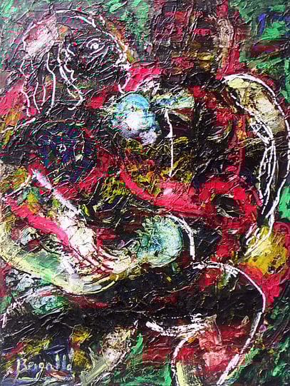 LA DAMA EN BLANCO Y NEGRO, acrylique sur toile 60 x 80 cm 1997