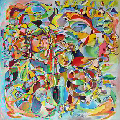 PRÉSENCE, acrylique sur toile, 100 x 100 cm, 2023