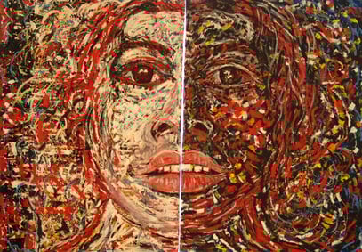 FEMMA BLANCHE, FEMME NOIRE, acrylique sur toile, 4.40 m x 3 m, 1995