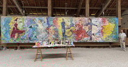 FLAMENCO, acrylique sur toile, 10 m x 2.15 m, 2025