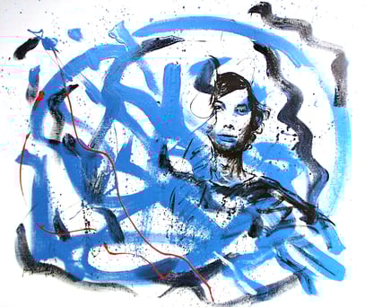 SURGIO DE UN AZUL PROFUNDO, acrylique sur toile, 120 x 100 cm, 2001