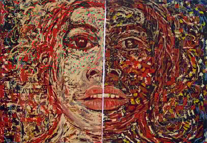 FEMME BLANCHE - FEMME NOIRE, acrylique sur toile, 4.40 m x 3;50 m , 1995