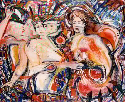 SEVENSONGS, huile sur bois, 120 x 100 cm, 1995