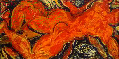 D'UN CORPS À L'AUTRE, acrylique sur toile, 4.25 m x 2.20 m, 1995