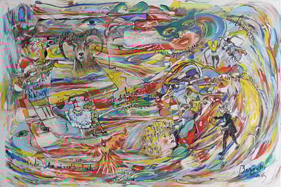 LE RÊVE D'ARLEQUIN, acrylique sur toile, 120 x 80 cm, 2025