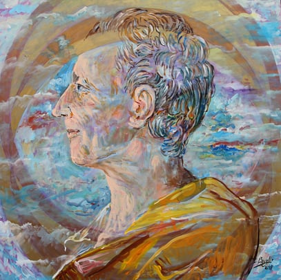 MONTESQUIEU - MÉMOIRE ET LIBERTÉ, acrylique sur toile, 100 x 100 cm, 2018