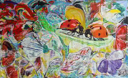 COCCINELLES, acrylique sur toile, 3.55 m x 2.15 m, 2019