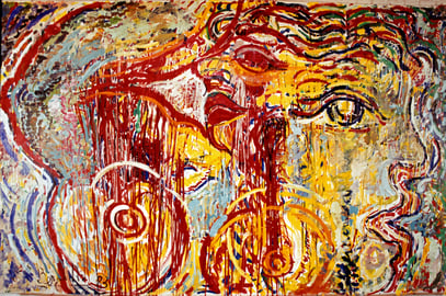 EFFECTUATION DE LA SÉDUCTION, acrylique sur toile, 4 m x 2 m, 1984