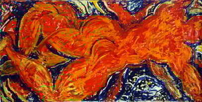 D'UN CORPS À L'AUTRE, acrylique sur toile, 4.20 m x 2.20 m, 1995