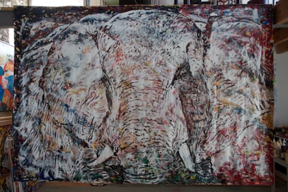 L’Éléphant, acrylique sur toile, 310 x 210 cm, 2013