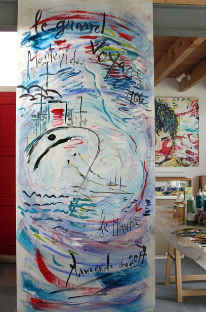Le Grand Voyage, acrylique sur support synthétique, 240 x 100 cm,  2017