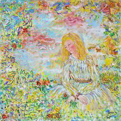 EL JARDIN DE LAS PALABRAS, acrylique sur toile, 80 x80 cm, 2023