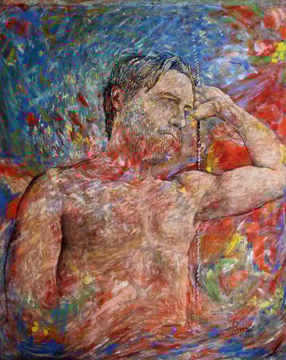 ULYSSE - VOYAGE INTÉRIEUR, acrylique sur jute, 3.30 m x 4 m, 2018