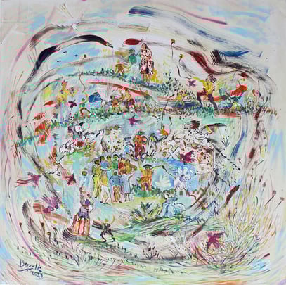 LA FÊTE, acrylique sur toile, 100 x 100 cm, 2022