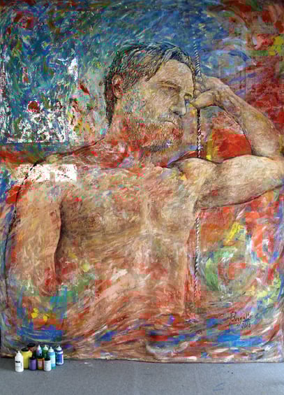 Ulysse - voyage intérieur, acrylique sur jute, 3.30 x 4 m, 2018