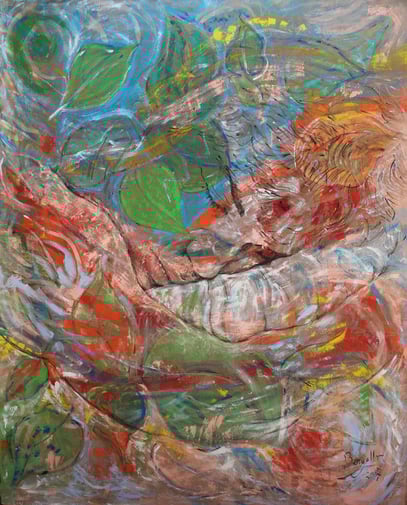 LE RÊVE, acrylique sur jute, 3.30 m x 4 m, 2017