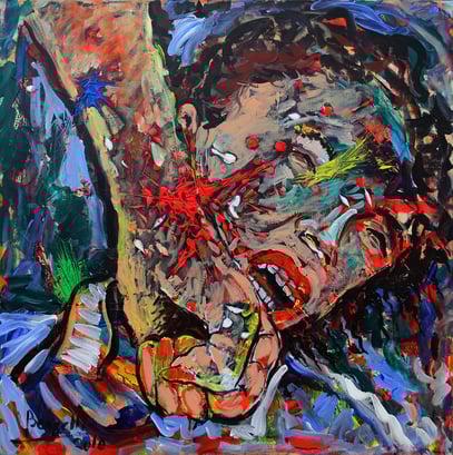 HERA ET LA FOLIE D'HERCULE, acrylique sur toile, 80 x 80 cm, 2010