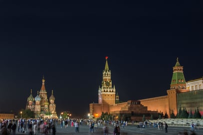 Moskau - Roter Platz mit Basilius Kathedrale, Kremlmauer und dem LeninMausoleum