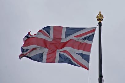 Der Union Jack ... die Flagge verbindet die vier Flaggen der Teilstaaten.