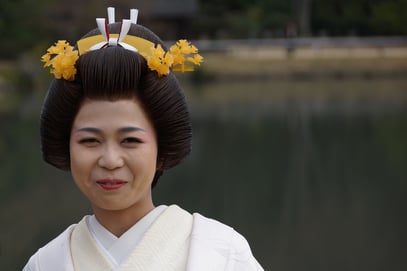 Der Kõraku-en-Garten in Okayama biete den Japanern die Kulisse für unzählige Familienfotos 