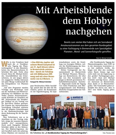 Pressebericht, Bremervörder Zeitung (Klicken für Vergrößerung)