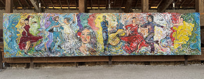 FLAMENCO, acrylique sur toile, 10 m x 2.15 m, 2025