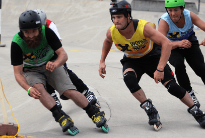 Shaun Unwin, in green and Brendan Dennis in yellow on their way to the final