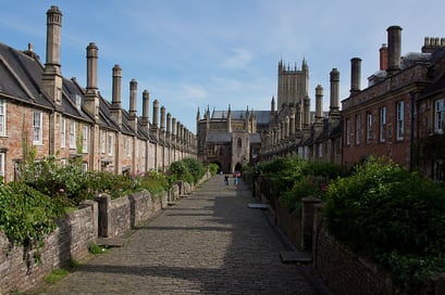 Wells - historische Wohnstrasse bei der Kathdrale