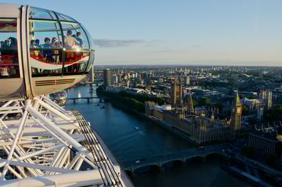 Blick aus dem London Eye auf das House of Parliament mit Big Ben