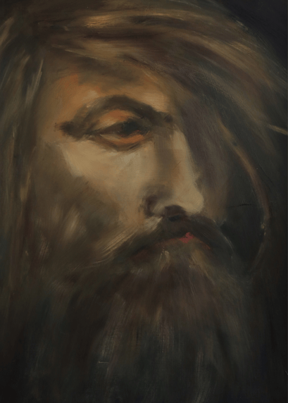 The Musician - oil on paper - passe-partout 70x50 cm 