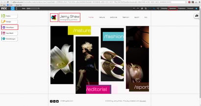 Die bearbeitung der Webseite von Wix