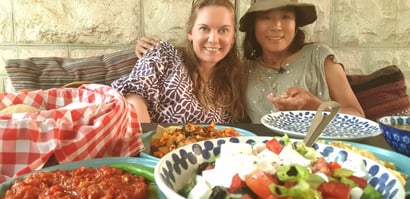 Su and me at a typicall Jordanian breakfast 