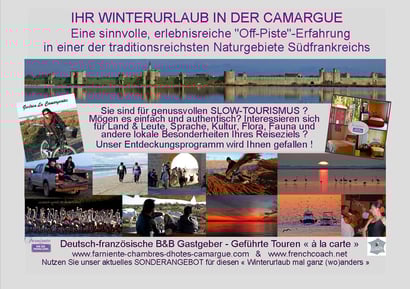 Französisch sprechen im Urlaub, Sprachurlaub in Süd Frankreich, französisch lernen im Urlaub beim privaten Sprachlehrer, Camargue , Provence. Sprachpraxis in Franzoesisch erwerben. Franzoesisch in Frankreich